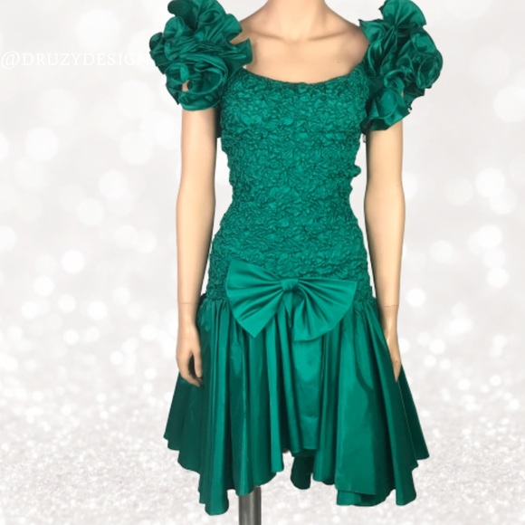 green 80s prom dress